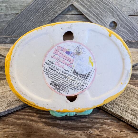 1997 Vintage Hermitage Pottery, Ceramic Easter Bunny and Basket Jelly Bean Dish - Picture 5 of 10